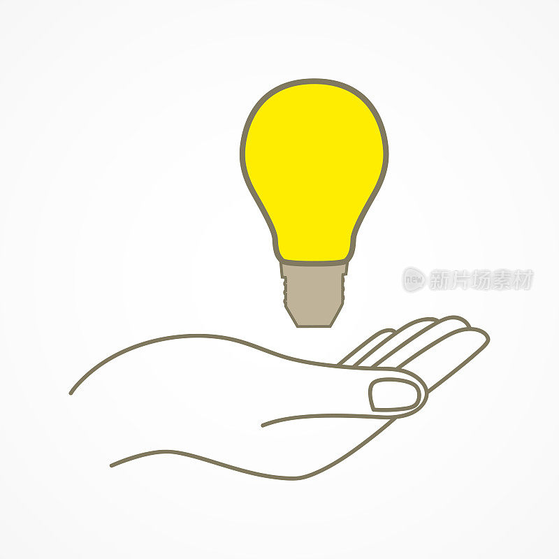 Simple graphic of a hand with light bulb